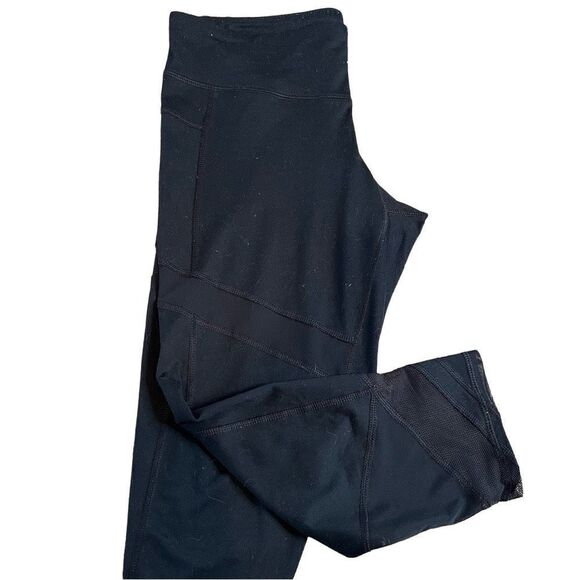 Champion (M) Black Mesh Panel Cropped Leggings - Medium - Picture 2 of 5